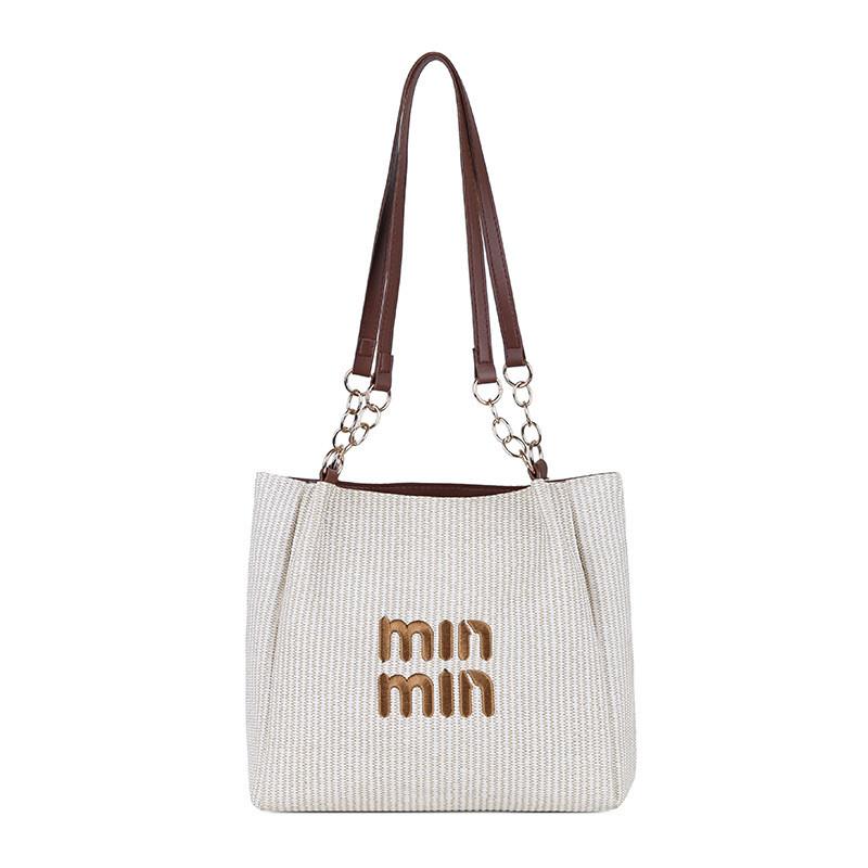 Urban Minimalist Tote Bag With Pu Material For Daily Use WhiteCoffee