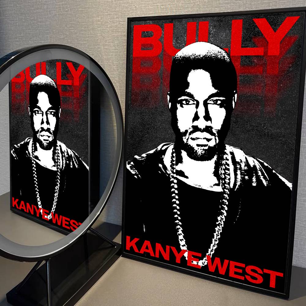 Ράπερ Kanye West Ασπρότυπο Αφίσα Αδιάβροχο Χαρτί Αυτοκόλλητο Καφετέρια Μπαρ Αισθητική Τέχνη Τοιχογραφία