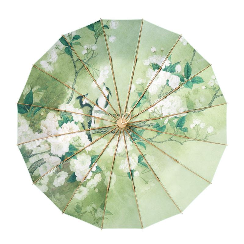 16-Bone three-fold enlarged parasol color glue sunscreen UV protection dual-purpose folding sun umbrella umbrella