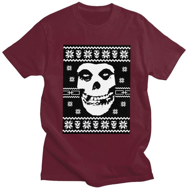 Custom Male Horror Punk Rock Misfits SKull T Shirts Short Sleeves Cotton Tshirt Streetwear Tshirt Casual Tees Slim Fit Clothes