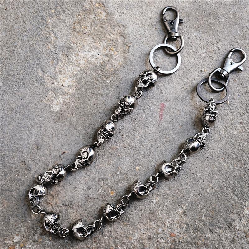 Men's Motorcyle KeyChain Jean Biker Wallet Belts Chain Skull Charm Gothic Rock Skull Pants Trousers Waist Key Men's  BL48