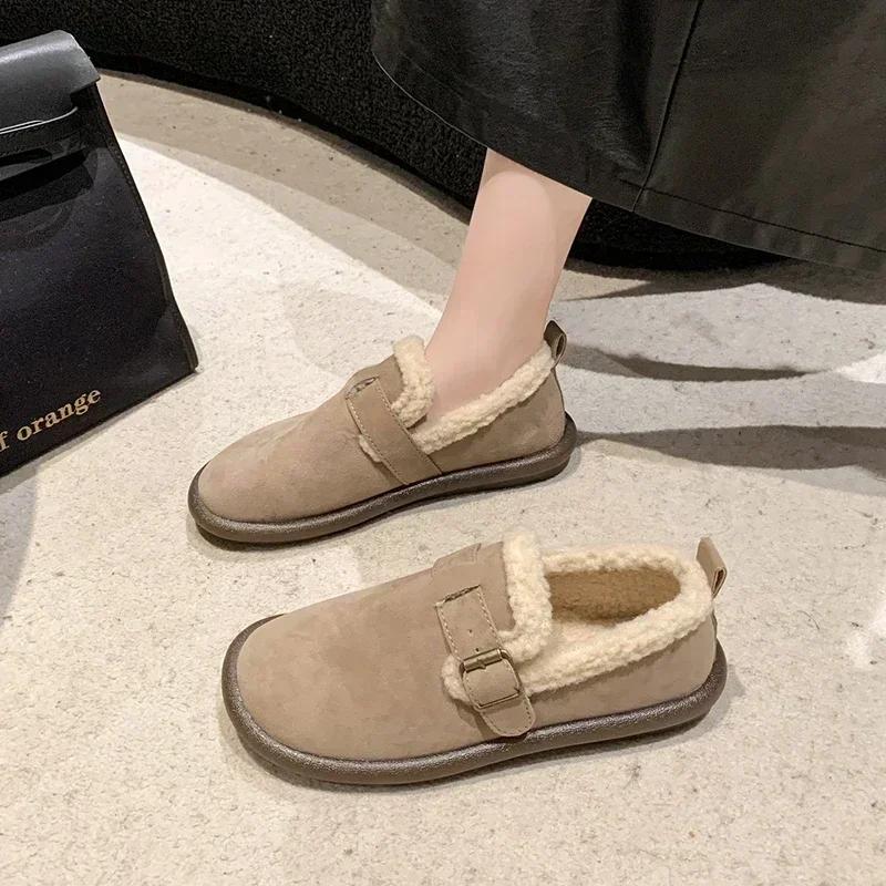 fashion Winter Women's Plus Velevt Flat Shoes New Keep Warm Shallow Flock Snow Boots for Women Outdoor Causal Shoes Women's Ankle Boots