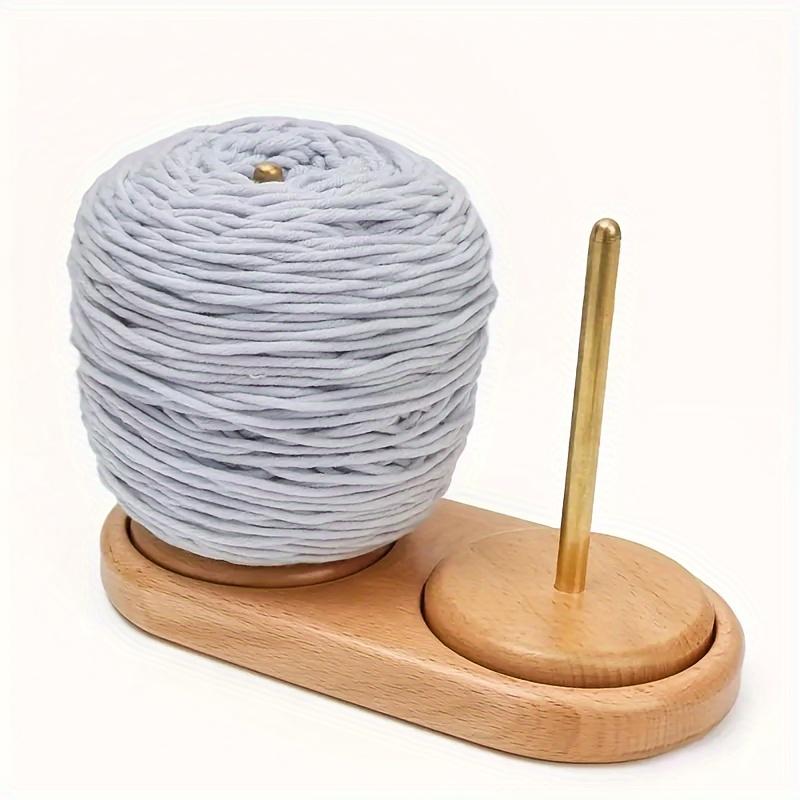 Wooden Yarn Winder Stand, Rustic Round Battery-Free Spool Holder for Knitting, Crochet, Crafts, Art Supplies, Light Brown