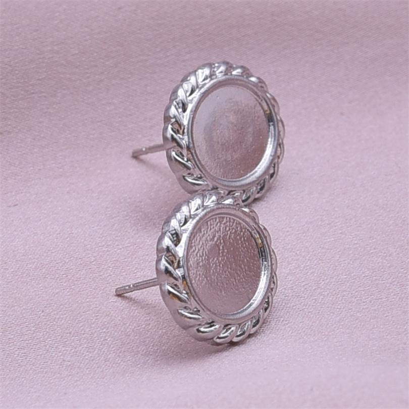 High Quality Piercing Ear Studs Round Fatima Hand Blank Charm Earring Stainless Steel Earrings For Women Men Handmade Materials