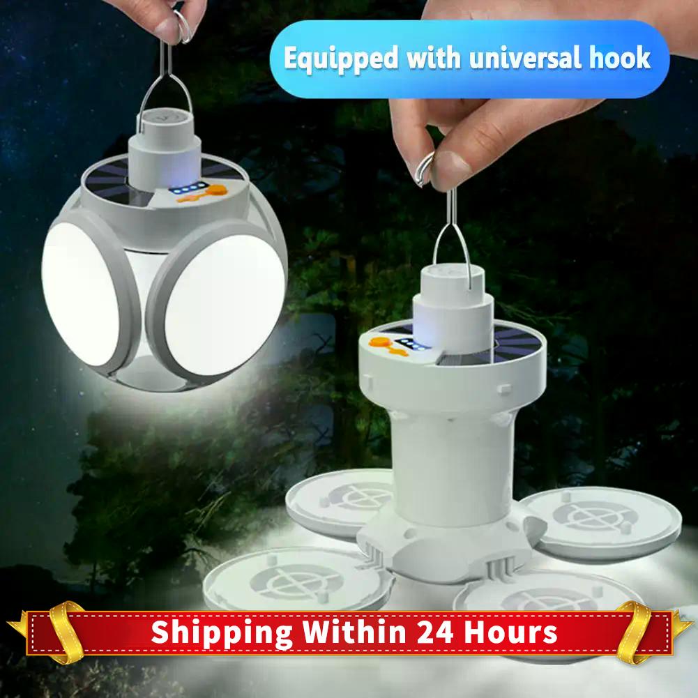 500LM Solar Camping Lanterns USB Charging Portable Outdoor Tent Lamp Flashlight Emergency LED Football Bulbs Light Searchlight