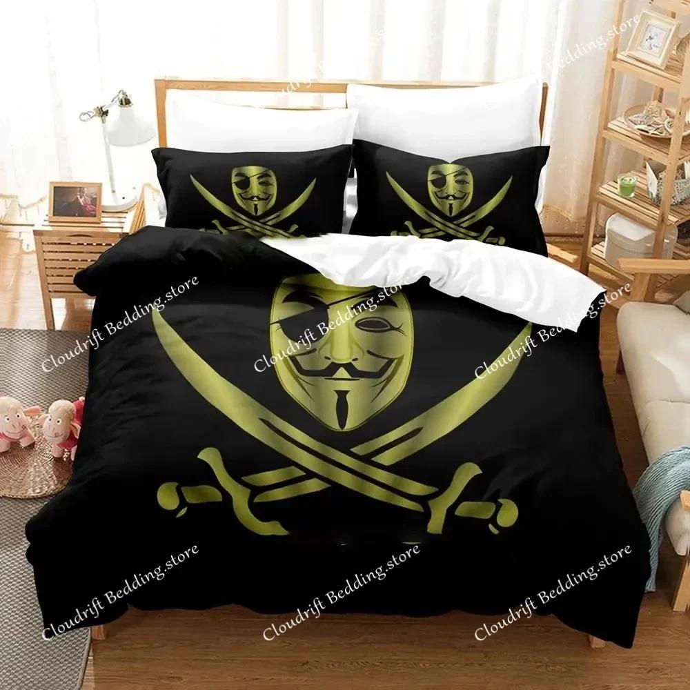 Personality Technology Anonymous Bedding Set Duvet Cover Bed Set Quilt Cover Pillowcase Comforter King Queen Size Boys Adult026