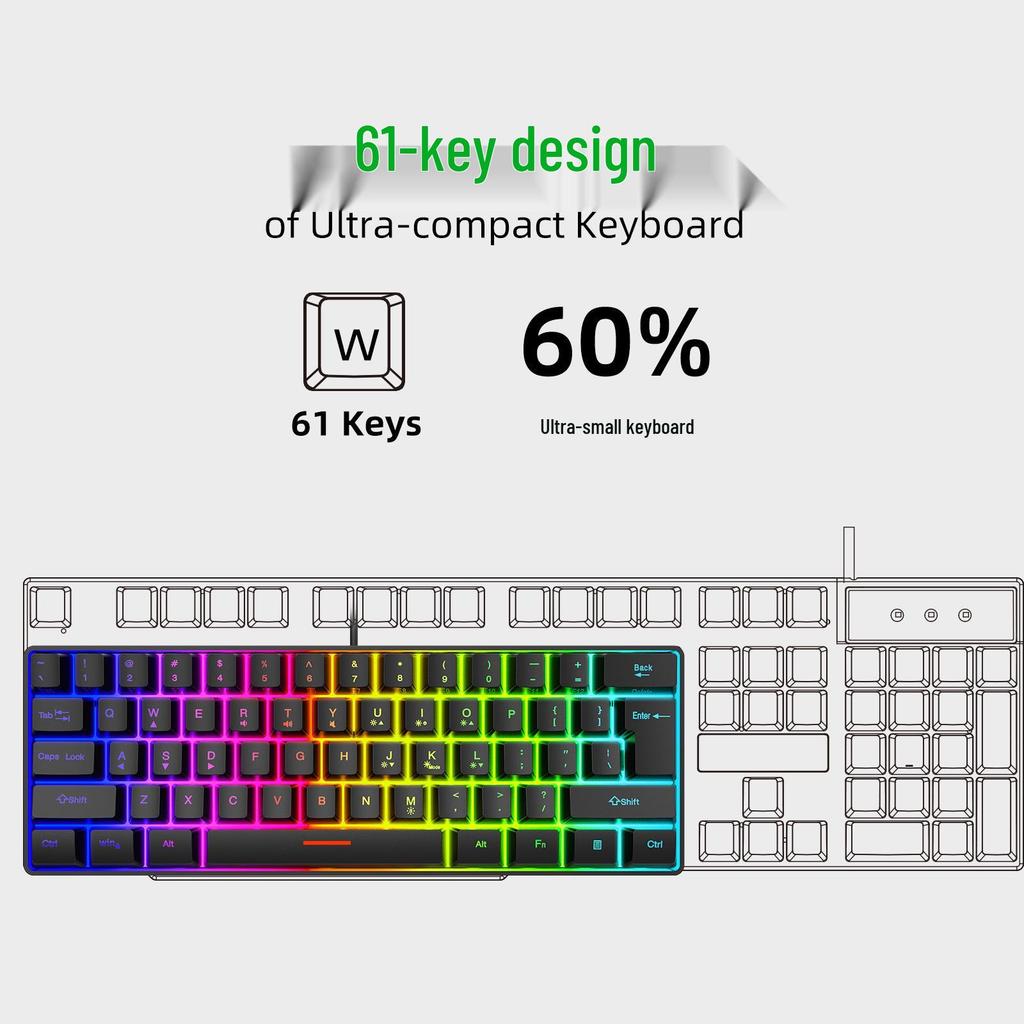 Mekanik Hissiyatlı 61 Tuşlu RGB Kablolu Oyuncu Klavyesi