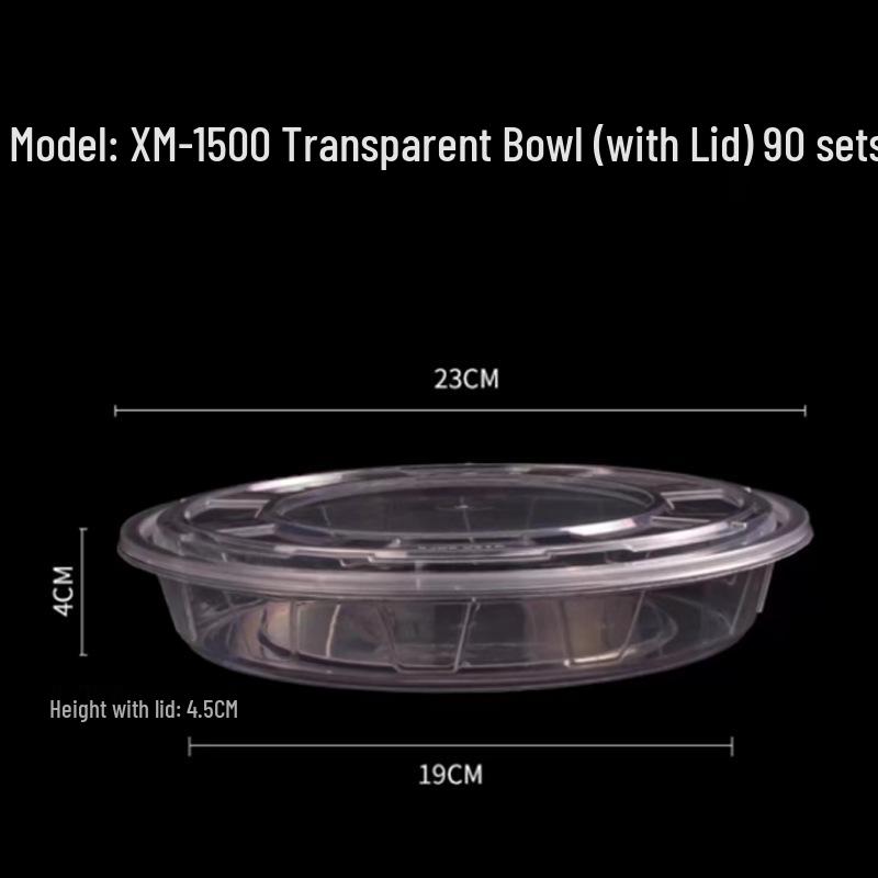 1000ml Round Transparent Plastic Takeaway Food Container with Lid