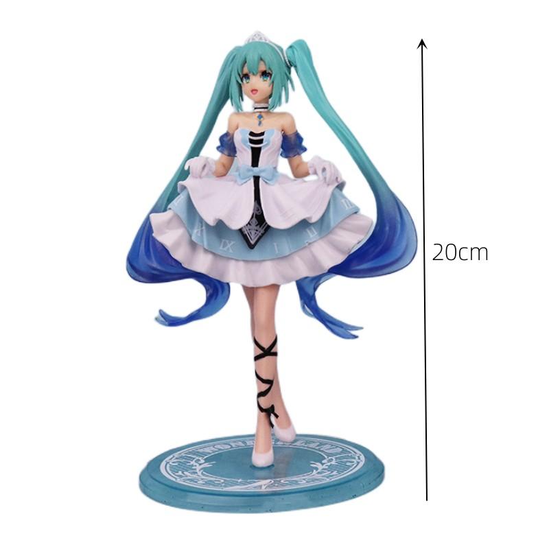 New Anime Hatsune Miku Virtual Singer Manga Figurines  Green Long Hair Pink Skirt Kawaii Girl PVC Action Figure Model Toy