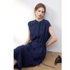 Women's Summer Casual Half-Placket Drawstring Mid-Length Dress