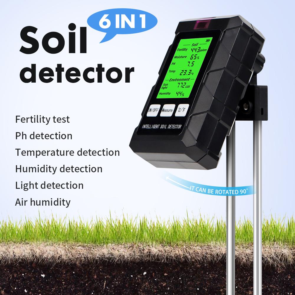 2/3/3/5/6 in 1 Digital Soil Tester Multifunctional Soil Fertility pH Temperature Sunlight Moisture Light Meter Soli Analyzer