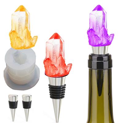 Wine Bottle Stopper Silicone Molds Crystals Gem Shape Resin Epoxy Molds with Wine Stoppers for DIY Casting Crafts Making