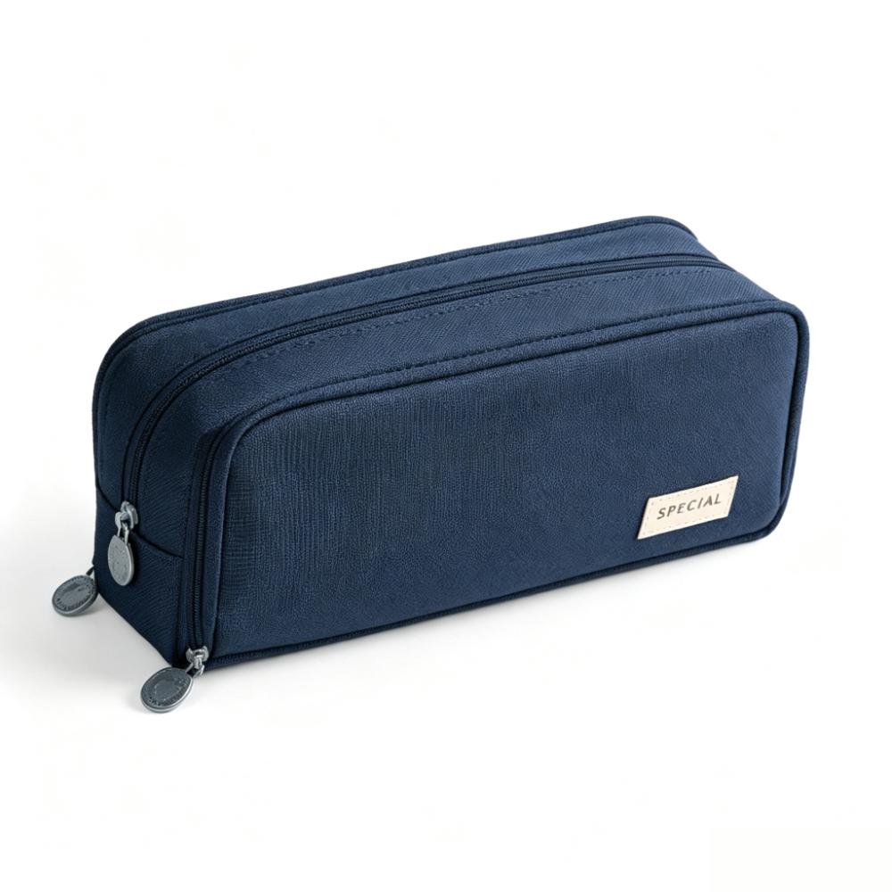 Oxford Cloth Solid Color Pencil Pouch Large Capacity Stationery Organizer Student Use