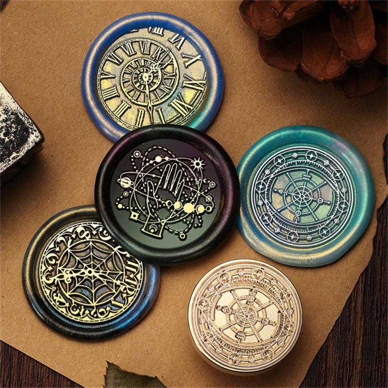 Astronomical Series Sealing Waxed Stamp Brass Head Clock Wax Seal Stamp for Envelope Wedding Invitation Decorations