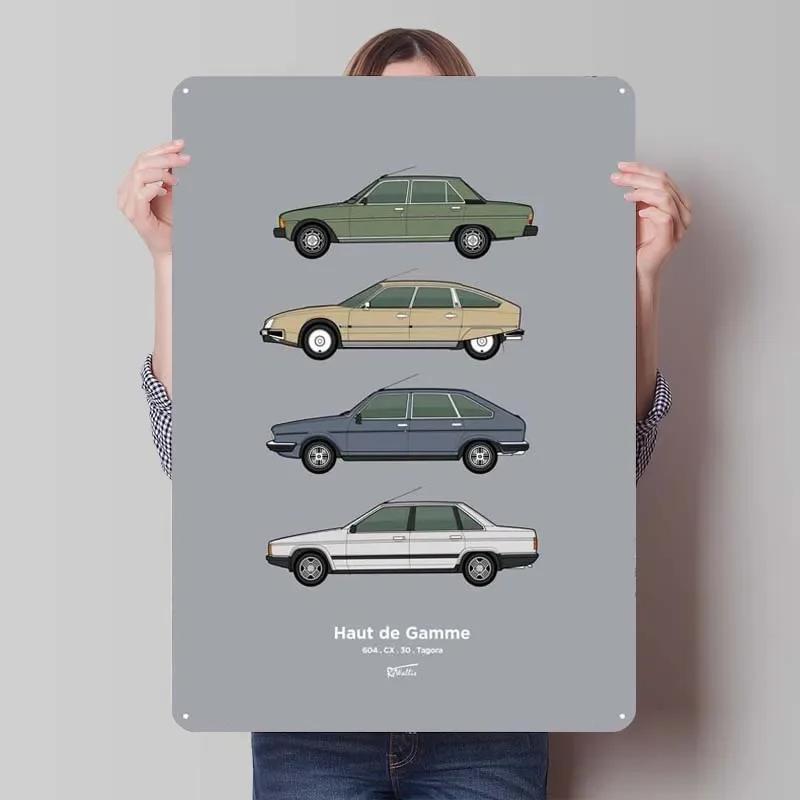 Peugeot Blechschild Autos Poster Retro Metallschild Plakette für Garagenwandkunst Dekoration Dekoration Wohnzimmer Heimdekorationen