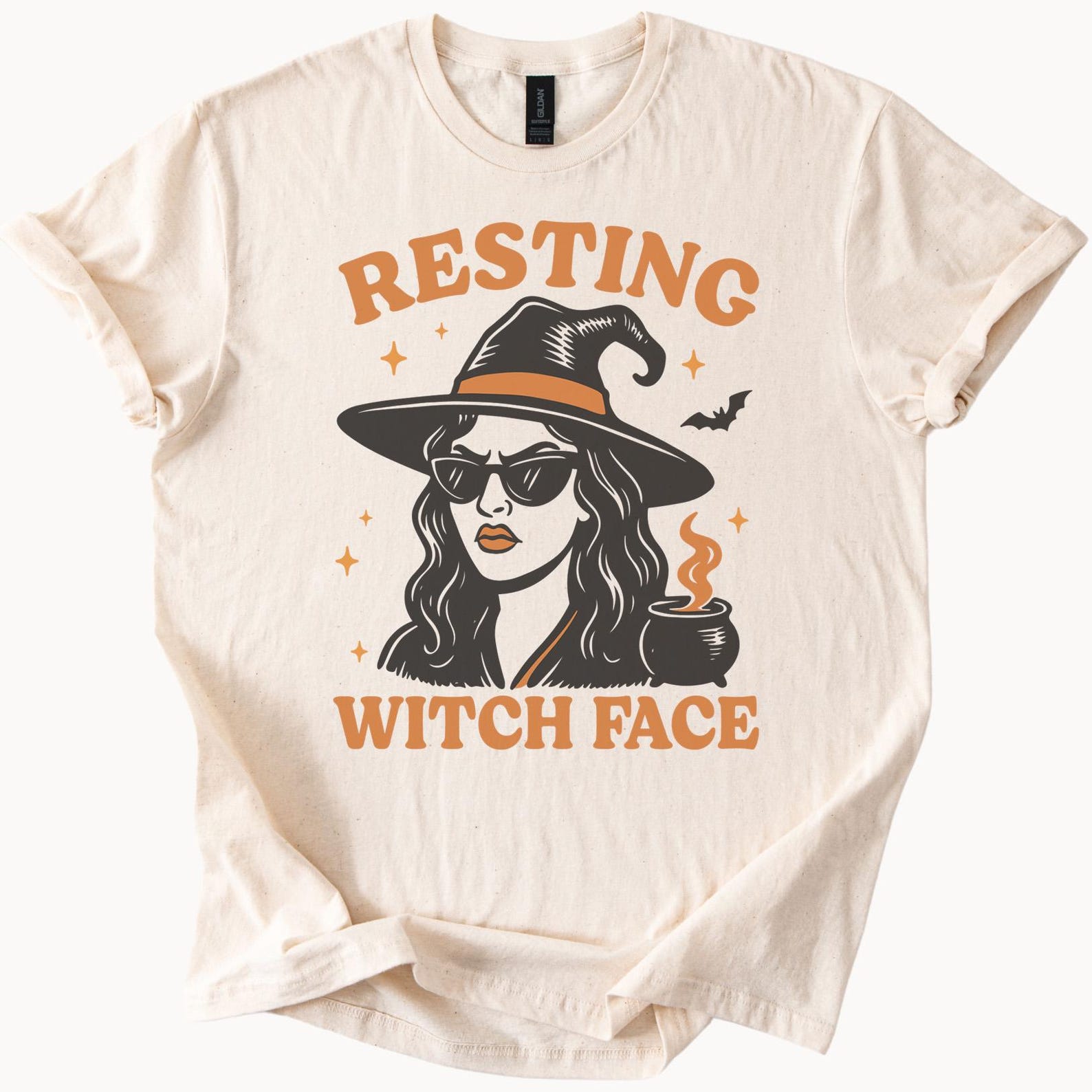 Resting Witch Face Graphic T Shirt Halloween Witch Hat Cauldron Funny Spooky Fall Tee Shirt Witchy Theme Halloween Apparel for Men 160