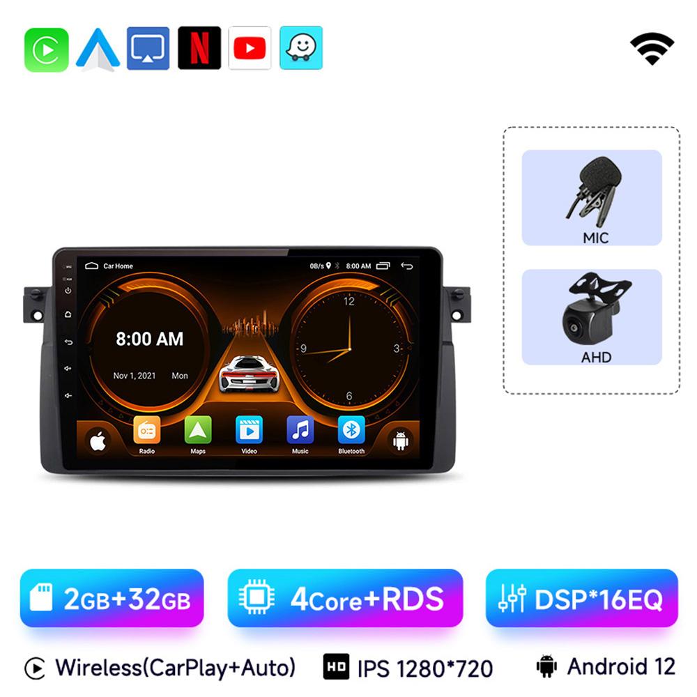 JIUYIN Android 13 For BMW E46 M3 318/320/325/330/335 1998-2006 Car Radio Multimedia Video Player Carplay Auto GPS Navigation
