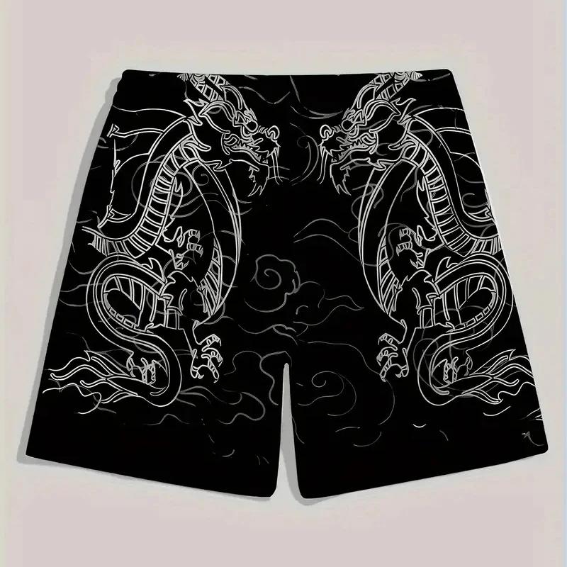 China Chinese Retro Dragon Muay Thai Boxing Kickboxing Shorts 3D Print Training Unisex Men Women Quick Dry Fitness Gym Sport Workout Casual Streetwear