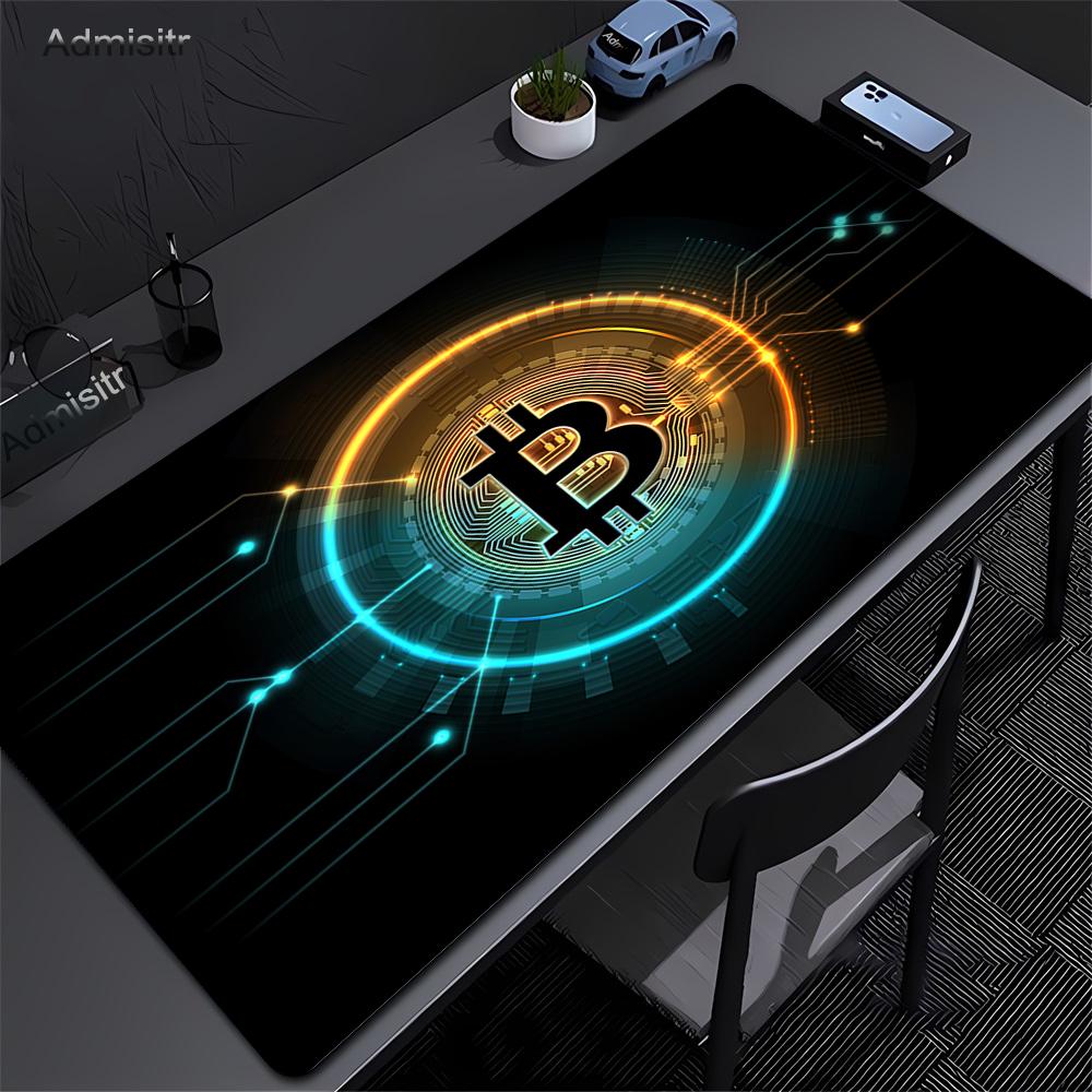Large Gaming HD Mousepad Bitcoin Mouse Pad Anti-slip Rubber Mouse Mat Computer Gamer Desk Mat Stitched Edge Black Gamer Mousepad