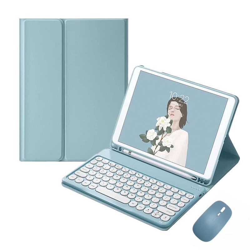iPad 10.2 & Air 11 Round Cap Bluetooth Keyboard & Protective Case with Pen Slot Stand A16
