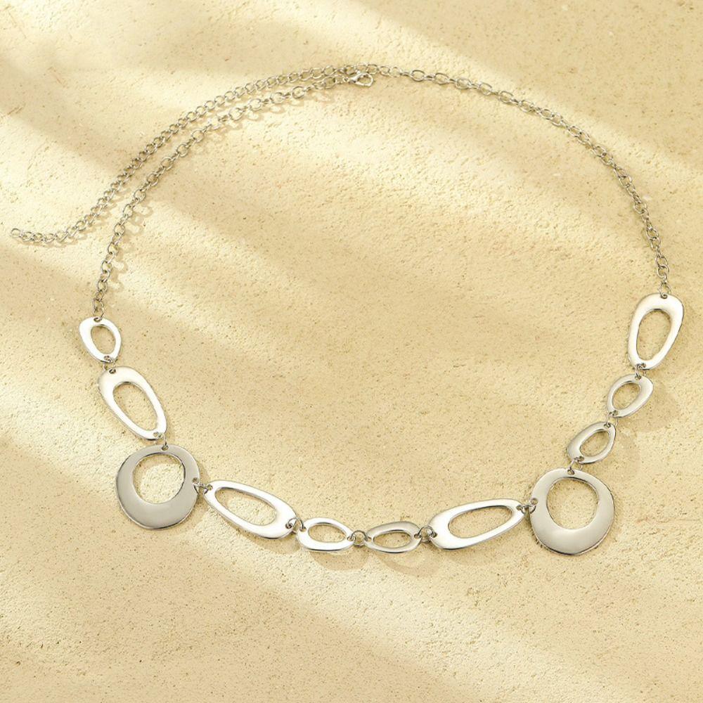 Y2K Chain Belt Geometric Shape Metal Ring Belt Luxury Hollow Waist Chain Woman Fashion