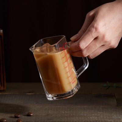 90/120 ml hitzebeständiger Glas-Messbecher, Milchmessbecher, Glas-Unzenbecher mit Griff für Espresso-Kaffee, Barista-Zubehör