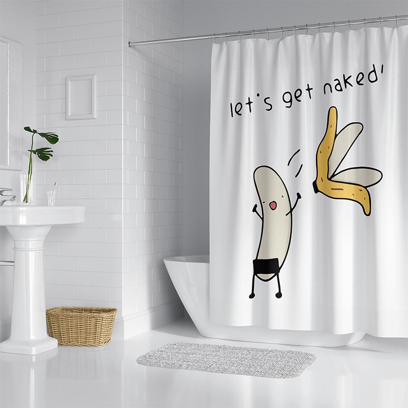 

Aertemisi Let S Get Naked Funny Banana Undressing Shower Curtain Set With Grommets And Hooks For Bathroom Decor W60H190(CM)-1 Pcs