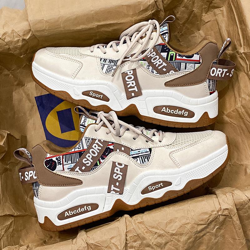 

Autumn new thick-soled autumn and winter mesh casual board shoes running sports heightening dad trendy shoes 39 хаки