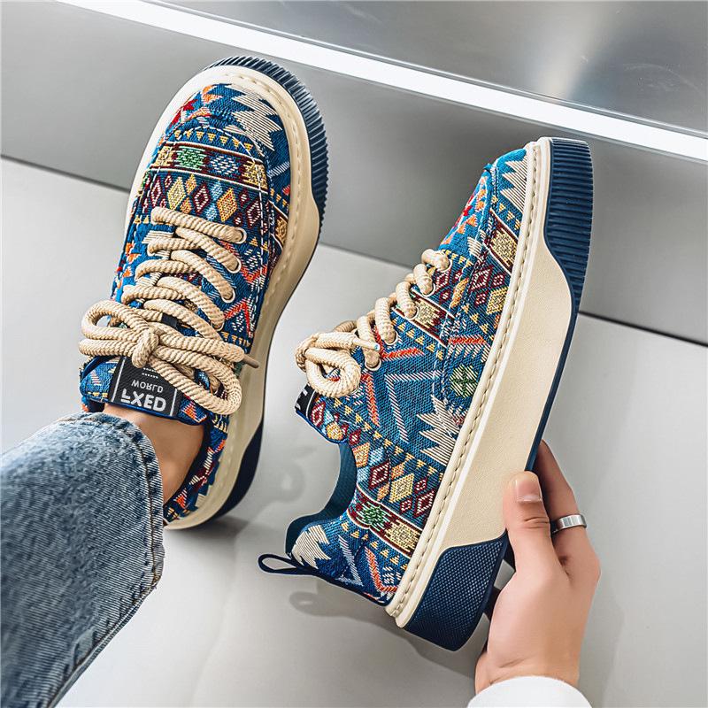 Pánské trendy retro plátěné tenisky s nízkým svrškem - ležérní jarní/letní streetový styl