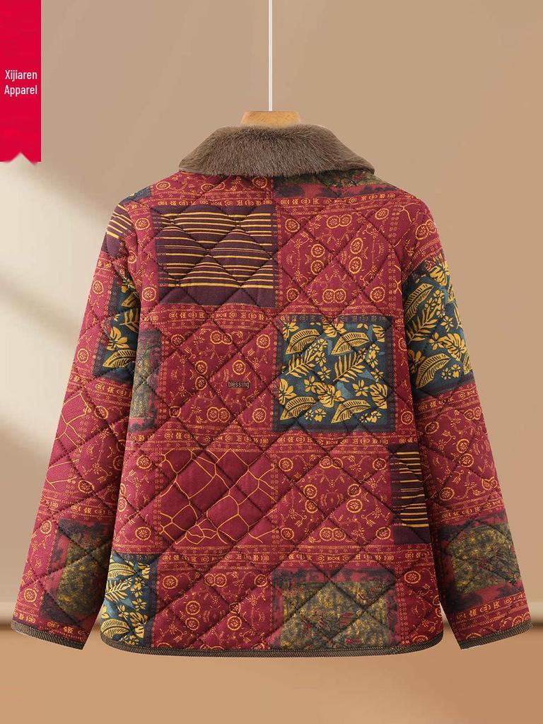 Set Pigiama Invernale in Cotone per Mamma: Pantaloni e Giacca Trapuntati con Velluto Potenziato per il Calore della Nonna
