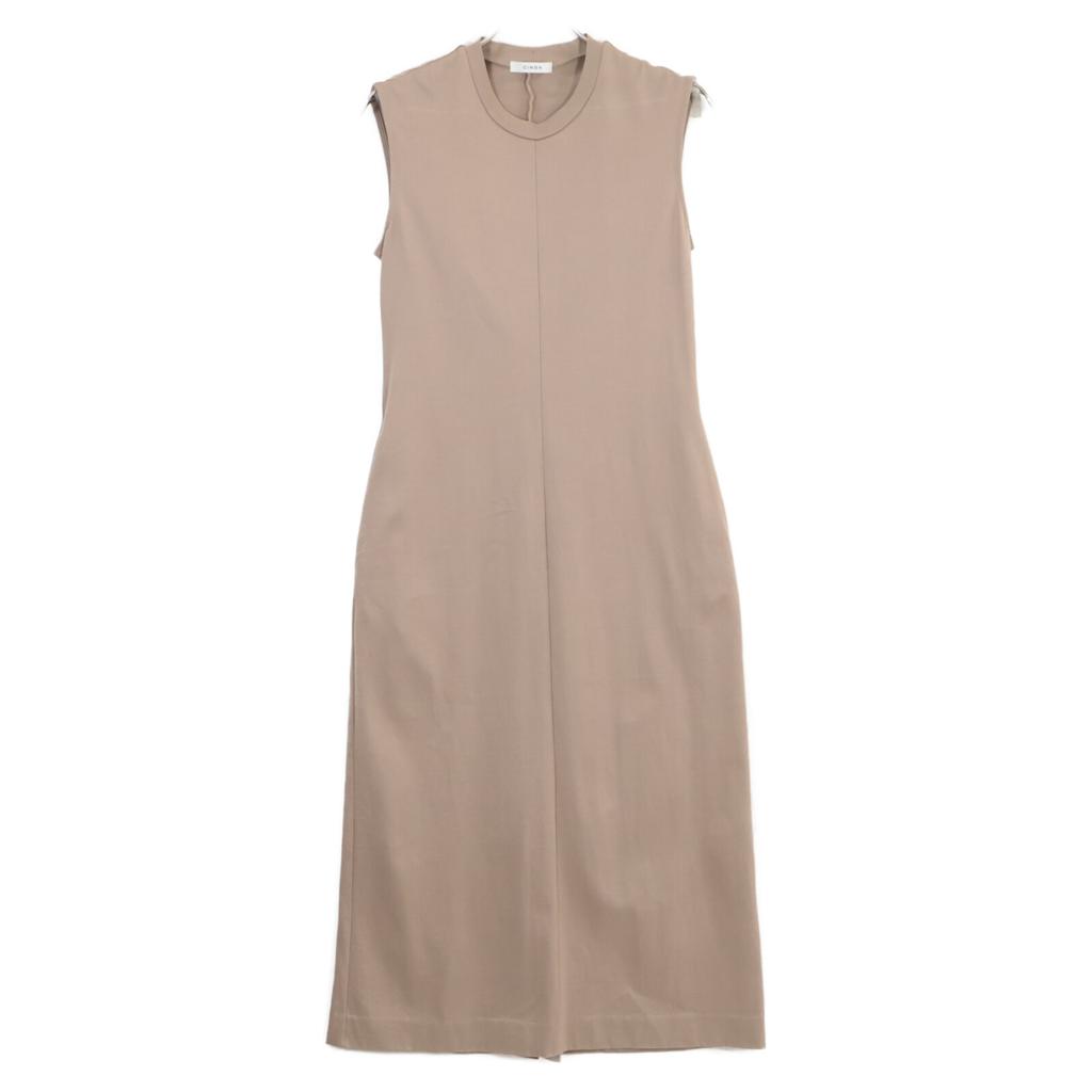 CINOH Beige Cotton Sleeveless Jersey Dress Dress 38 beigeUsed