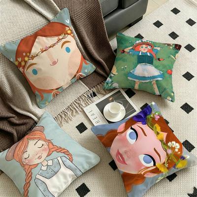 Cartoon Anne Of Green Gables Cushion Cover Polyester Sofa Cushions Decorative Throw Pillows Home Decoration Pillowcover