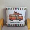45X45Cm Happy Campers Owl Motorhome Print Pillow Case Soft Polyester Sofa Car Seat/Back Cushion Cover For Home Decor Pillowcases