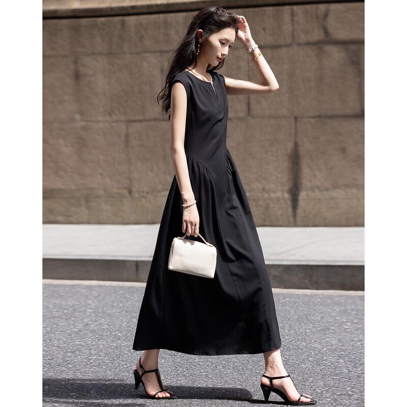 Demana Summer V-Neck Pleated A-Line Dress S