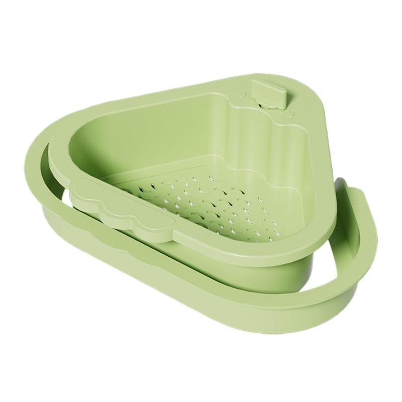 

Durable Plastic Corners Strainer With Double Compartment Design For Efficient Sink Filtration And Storage зелёный