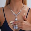 Hot-Selling Green Water Drop Earrings & Necklace Bridal Set - Fashionable Zircon Accessories