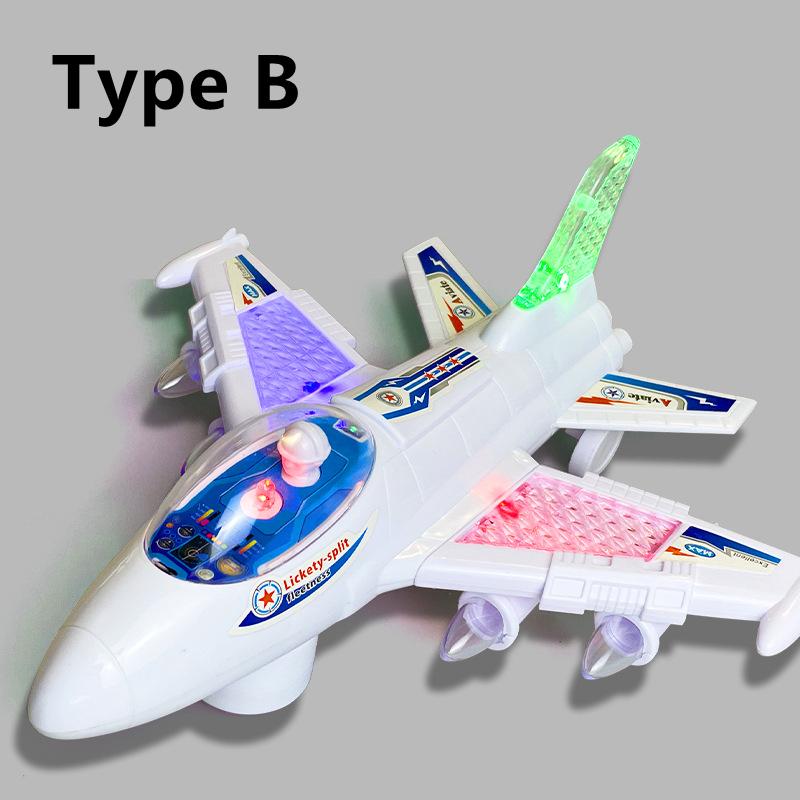 Christmas Kids Gift Electronic Aeroplane Toy with Music Autopilot Rotation Flash Sound Plane Educational Toy for Children