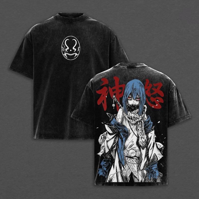 Manga Slime Rimuru Tempest T-shirt Anime Washed Oversized T Shirt Men Women Clothing Summer Short Sleeve Pure Cotton Tees Tops S чёрный