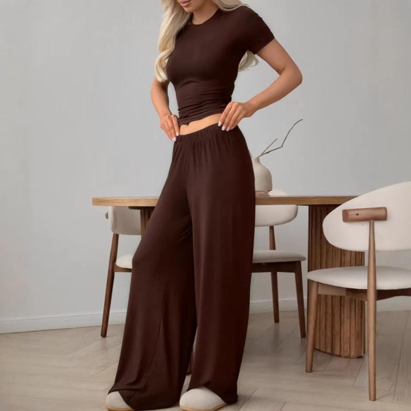 European and American Summer New Pink Milk Silk Short Sleeved Pants, Pajamas, Hair Extensions, Women's Home Clothes