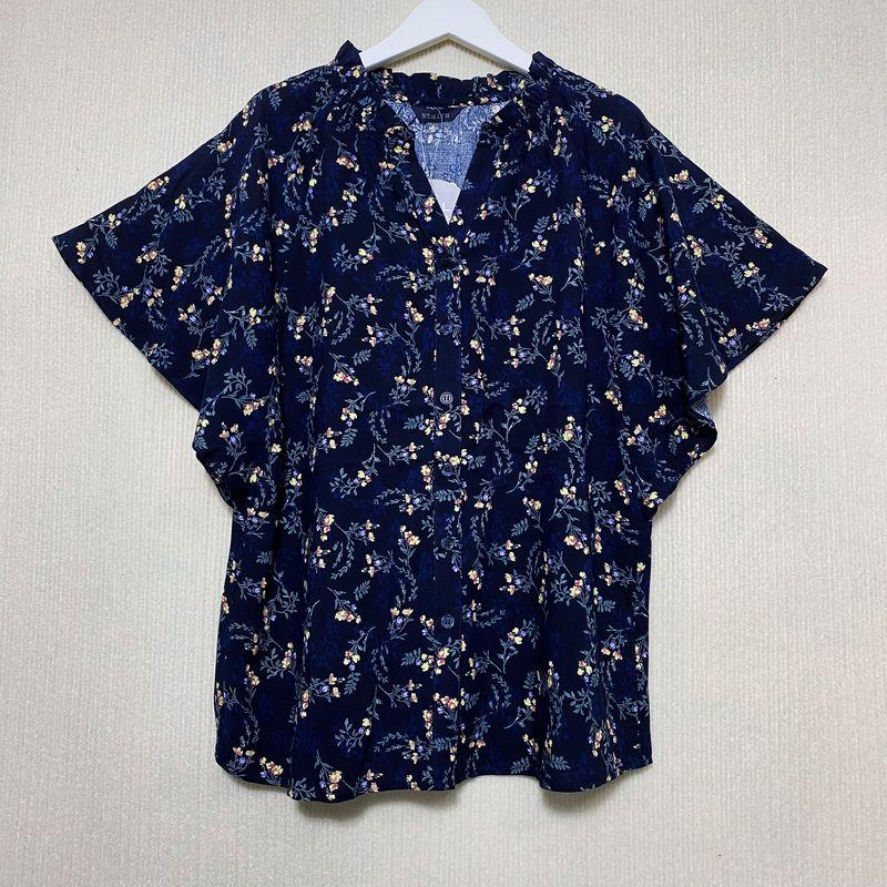 Export Tail Goods Print Rayon Three-Quarter Sleeve V Neck Open Shirt Female Loose Casual Polka Dot Shirt Mother Wear Autumn