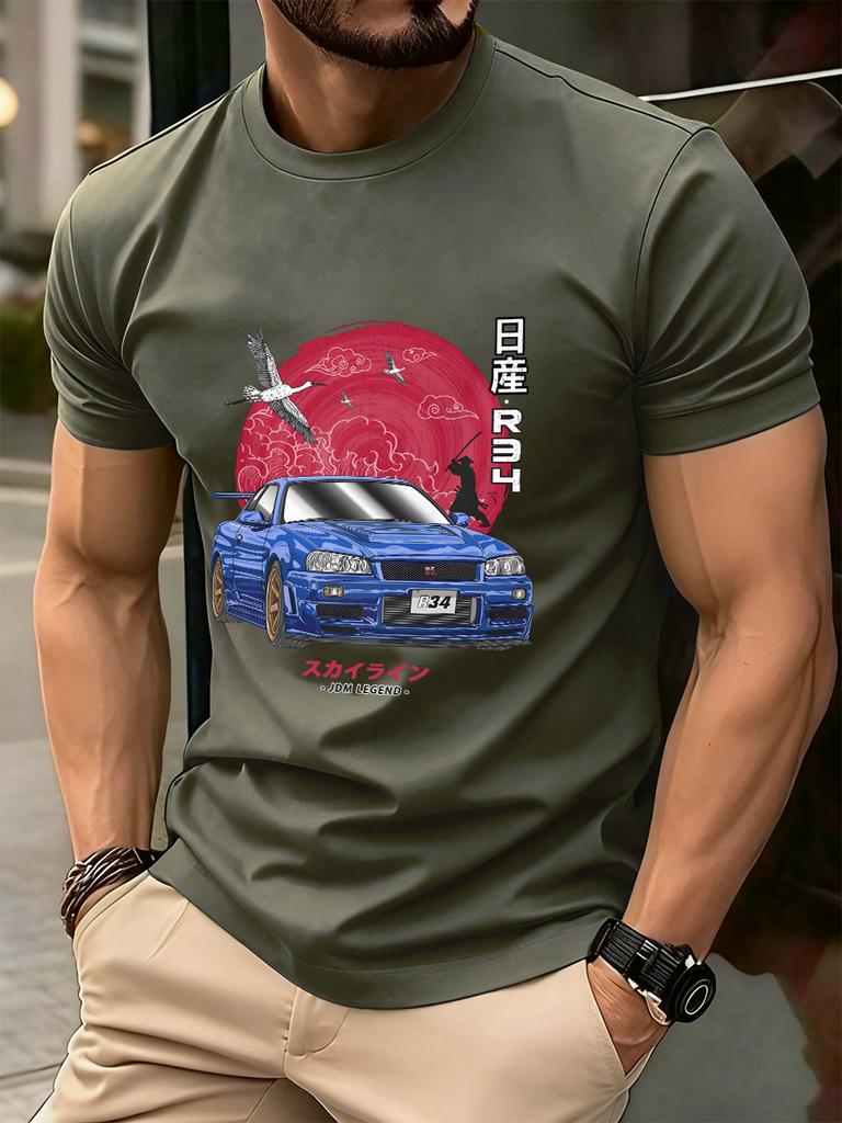 Nippon Jdm Skyline Gtr R34 Prints Cotton TShirts Mens Summer Soft T Shirt Oversized ONeck Short Sleeve Tops Basic Male Clothes