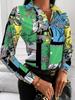Elegant Blouse Women's Fashion Shirt 2026 Spring/Summer V-Neck Contrast Retro Print Slim Fit Top Office Lady Shirts S-XXXL
