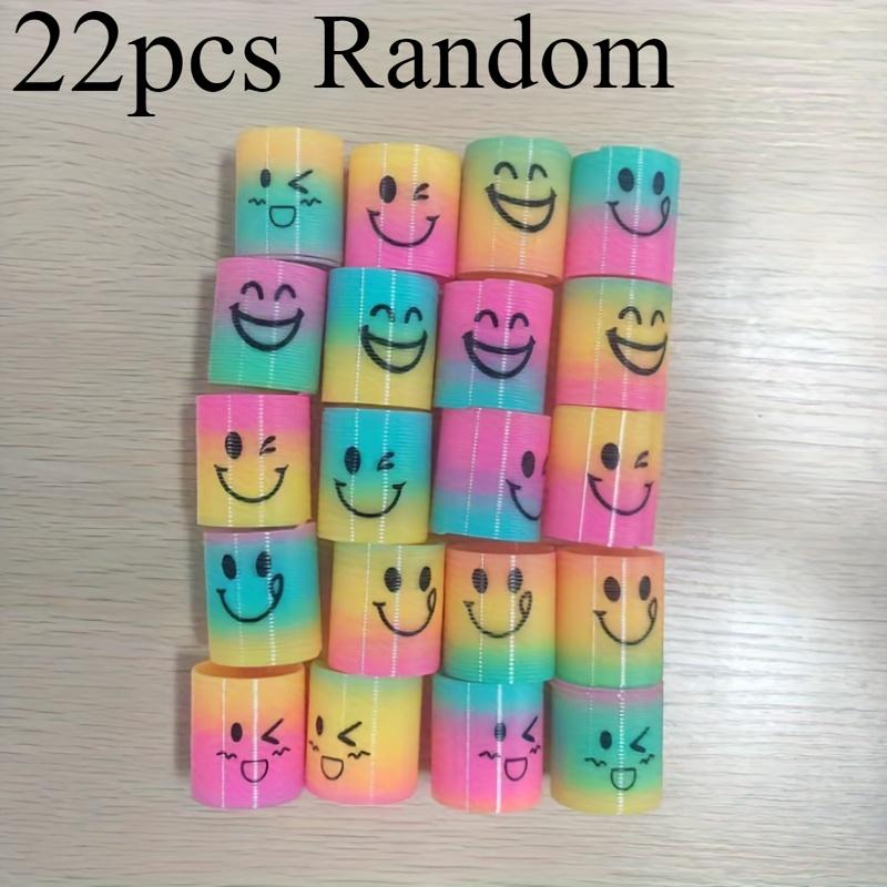 

22 шт. Разноцветные пластиковые пружинки-игрушки с дизайном «Счастливое лицо» и «Радуга», Идеально подходят для подарков на день рождения, Хэллоуин, Рождество, призов на карнавале 22pcs