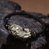Natural Gold, Silver, and Black Obsidian Pixiu Hand-Woven Bracelet for Men and Women