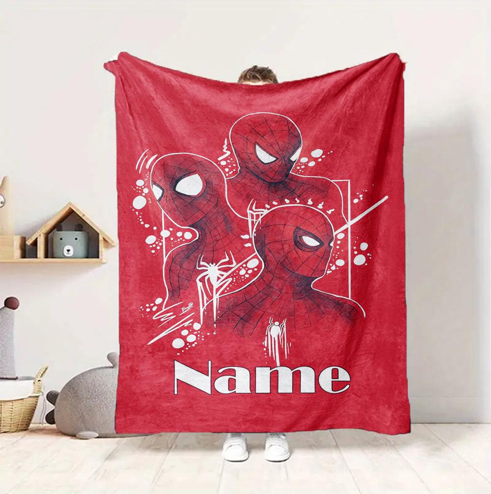Custom Name Spider-Man Adventures Flannel Blanket Throw Blanket Soft Warm Sofa Bed Decor Unique Gift