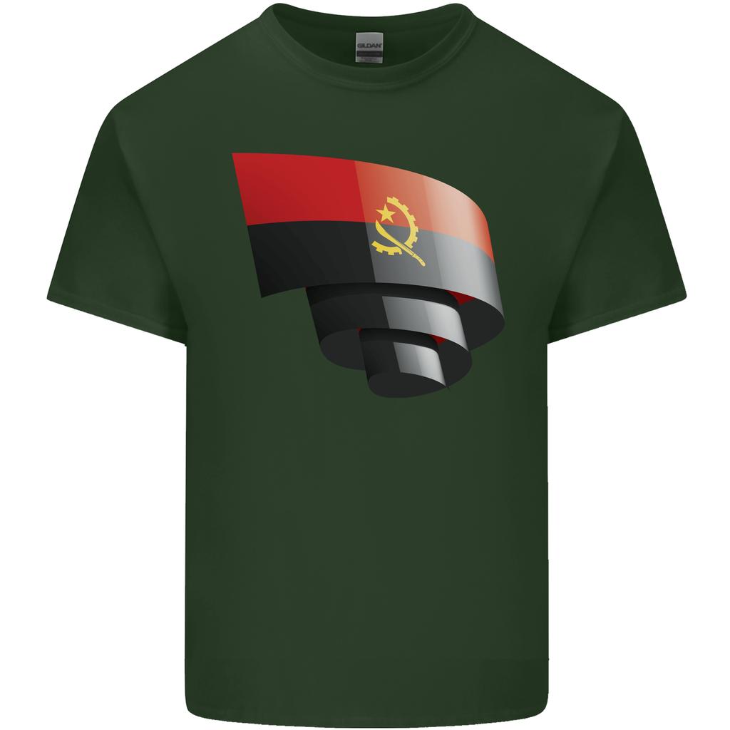 Gekräuselte Angola Flagge Angolanischer Tag Fußball Unisex Leichtes Baumwoll T-Shirt