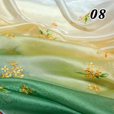 1M Ancient Style Chic Osmanthus Embroidery Fabric Chinese Style Tulle Fabric For DIY Hanfu Cheongsam Dress Stage Costume Decor