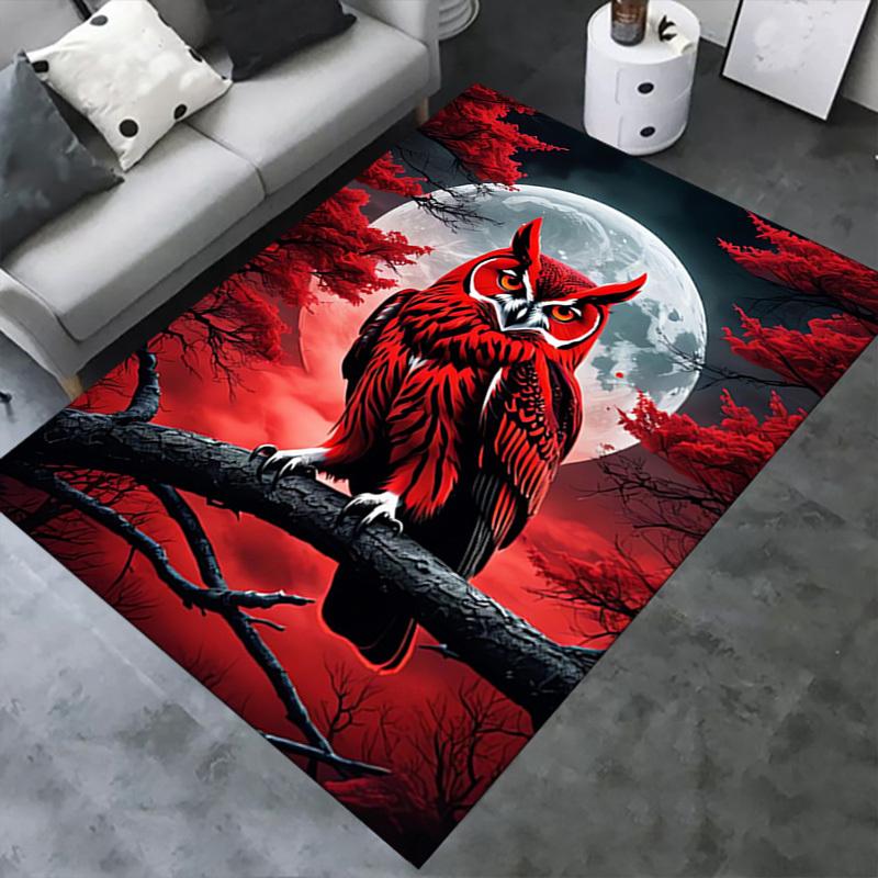 Office Carpet Red Owl Design for Sofa Protection Under Chairs