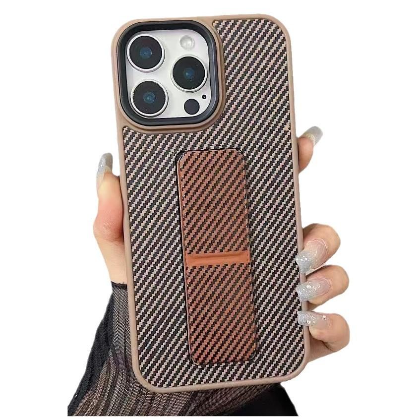 Fiber Push-pull Stand Suitable for Apple 16Promax Phone Case 15 Industrial Style Folding Stand IP13 Full Cover