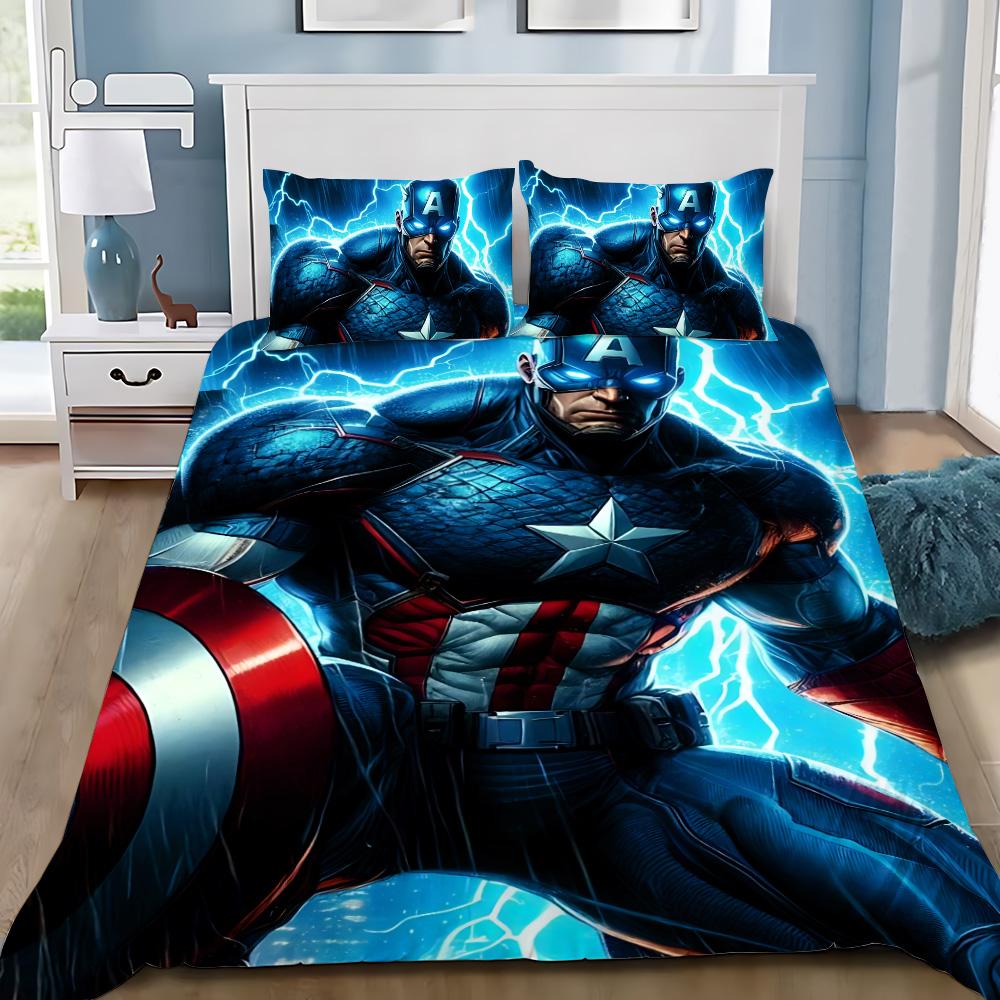 Heiße Captain America Bettwäsche-Set Kissenbezug Superhelden Bettwäsche-Set Erwachsene Junge Mädchen Schlafzimmer Dekoration Einzel Doppel Große Größe